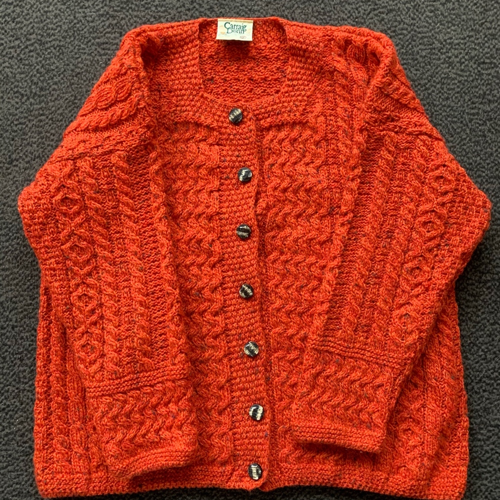 Carriage Donn Aran Irish Button Cardigan 100% Wool